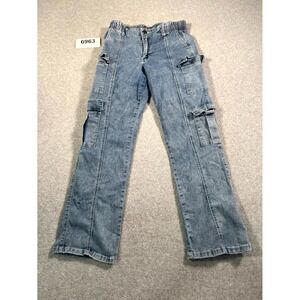 V.I.P. Cargo Jeans Womens 5/6 Blue Denim Cotton Stretch Medium Wash Straight Leg